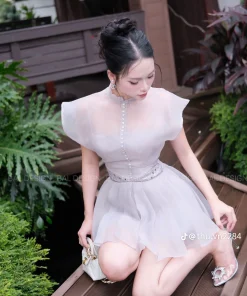 Pass set đầm xám chuẩn Chou S chính chủ