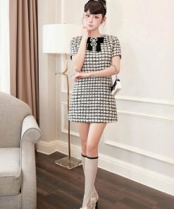 Pass váy caro đen trắng Khiết size M - new tag