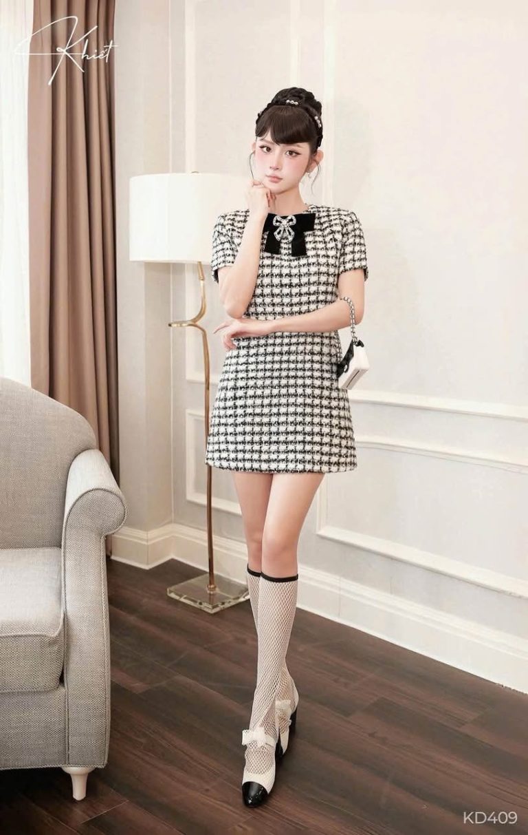 Pass váy caro đen trắng Khiết size M – new tag