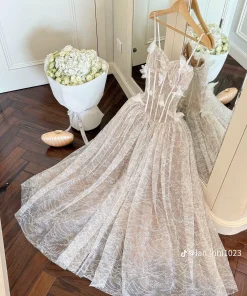 Thanh lý Đầm xòe dài tiệc be TBB