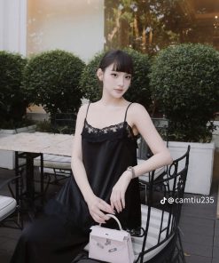 Alternative view of Pass set lụa ren quần dài đen chuẩn ChouChou - có ảnh mặc thật