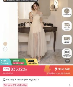 Alternative view of Pass đầm tiệc dài trễ vai cúp ngực BBSTORE’S - new