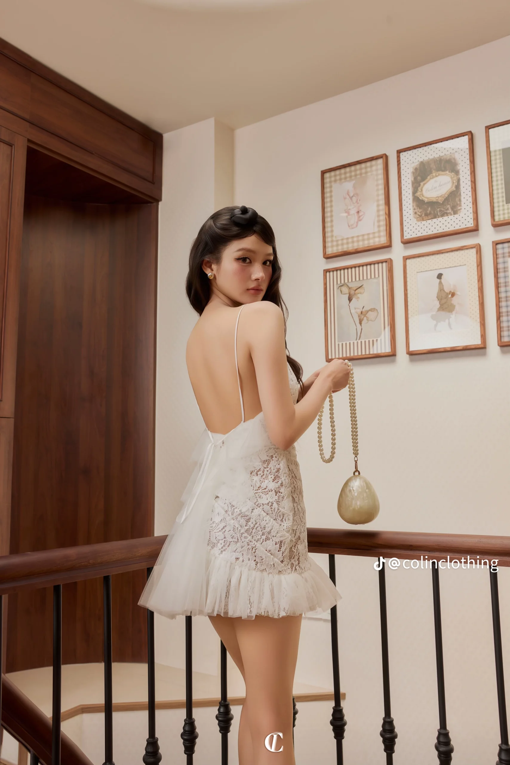 Pass váy ngắn dây ren trắng Colin – new chưa mặc - Ảnh 3