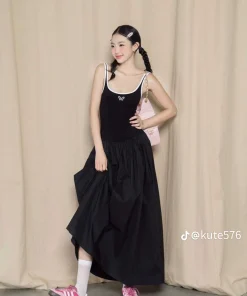 Thanh lý đầm thun dài đen Chou