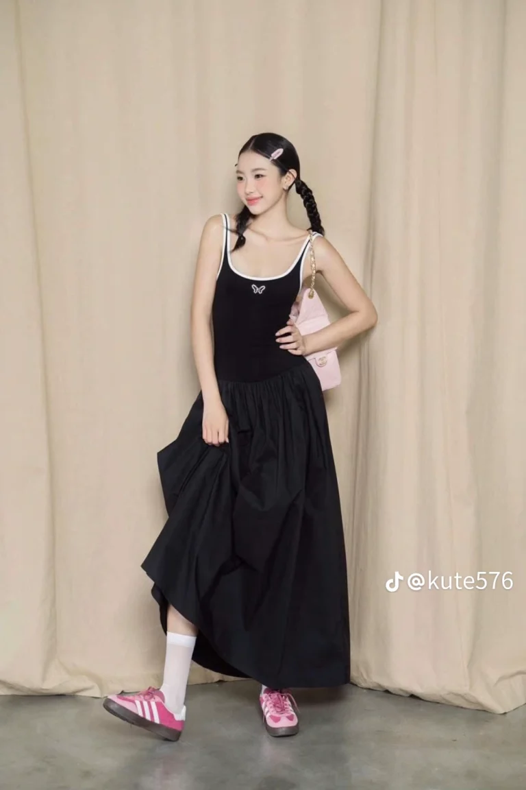 Thanh lý đầm thun dài đen Chou