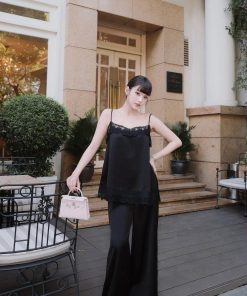Pass set lụa ren quần dài đen chuẩn ChouChou - có ảnh mặc thật