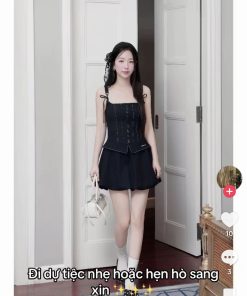 Alternative view of Pass váy Méli màu xanh jeans basic - có full quần bảo hộ sẵn