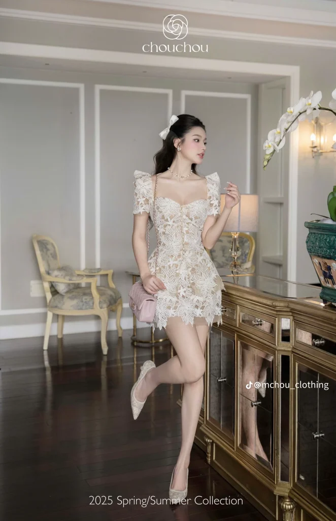 Pass set ren thanh lịch tay ngắn chuẩn Chou size M