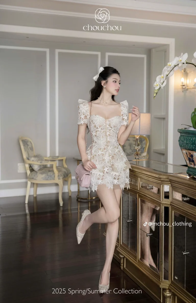 Pass set ren thanh lịch tay ngắn chuẩn Chou size M