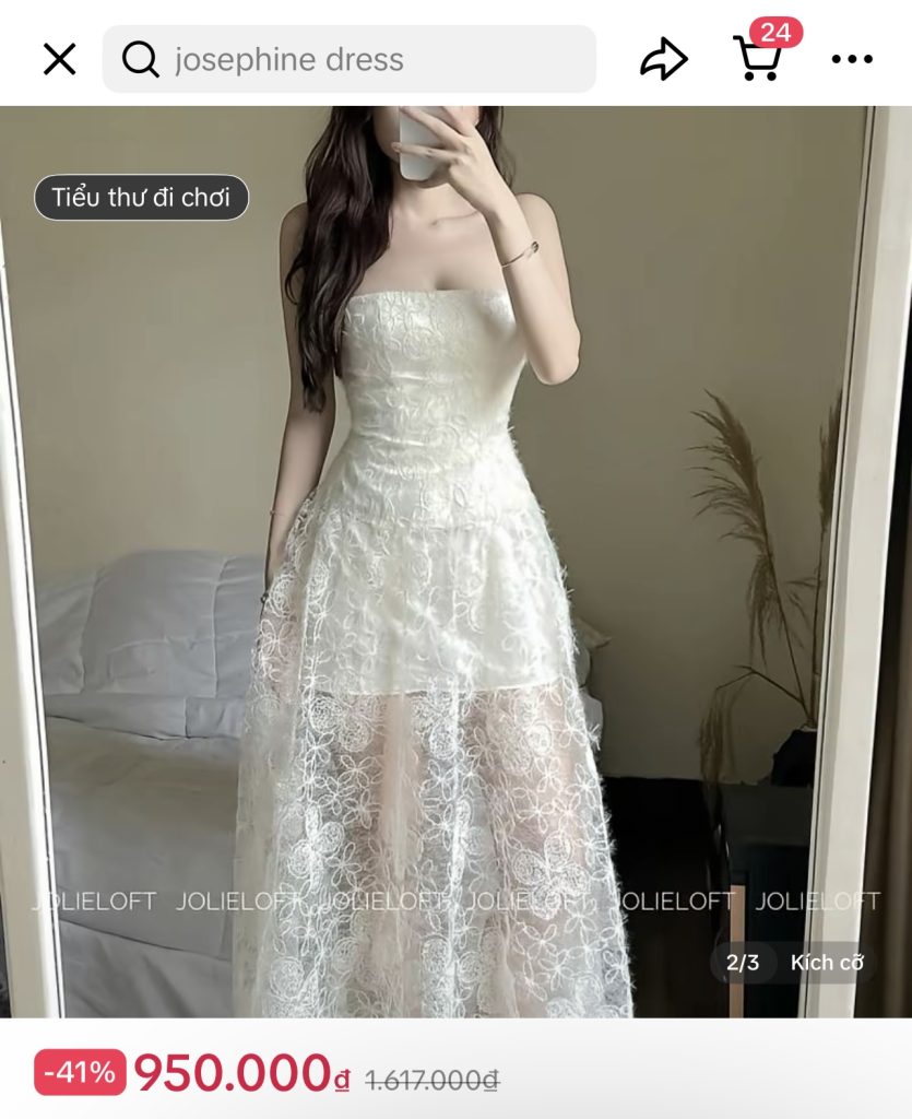 Pass đầm ren dài cúp ngực Jolie Loft size S