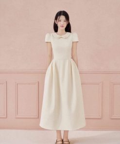Pass váy ARA dài tiểu thư màu kem size L - newtag