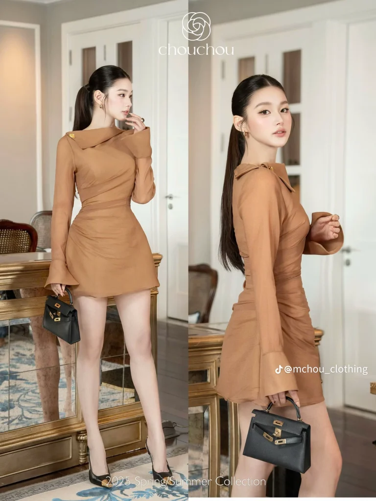 Pass Váy Nâu Chou Tay Dài