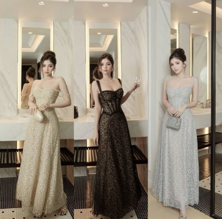 Pass đầm đen corset tiệc OBB