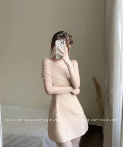 Pass váy ngắn trễ vai Jolie Loft nâu size S