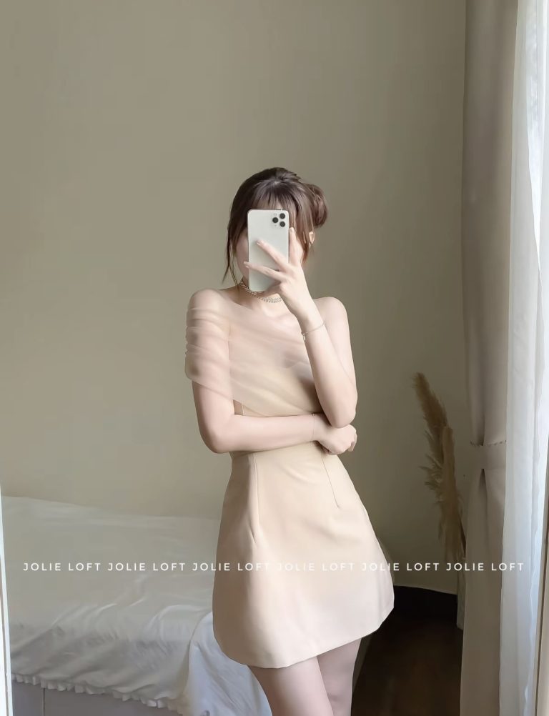 Pass váy ngắn trễ vai Jolie Loft nâu size S