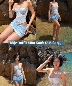 Alternative view of Pass set xanh biển Aesthete size M - như mới